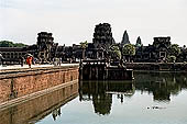 Angkor Wat temple, the water filled moat that surrounds the temple. 